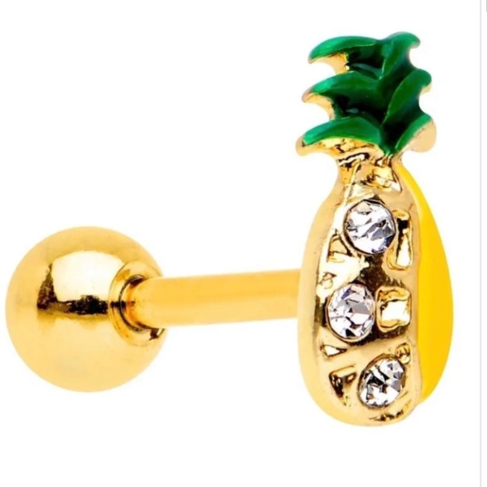 Buy 2~50% Off!!!16G Cartilage style gold plated pineapple earring